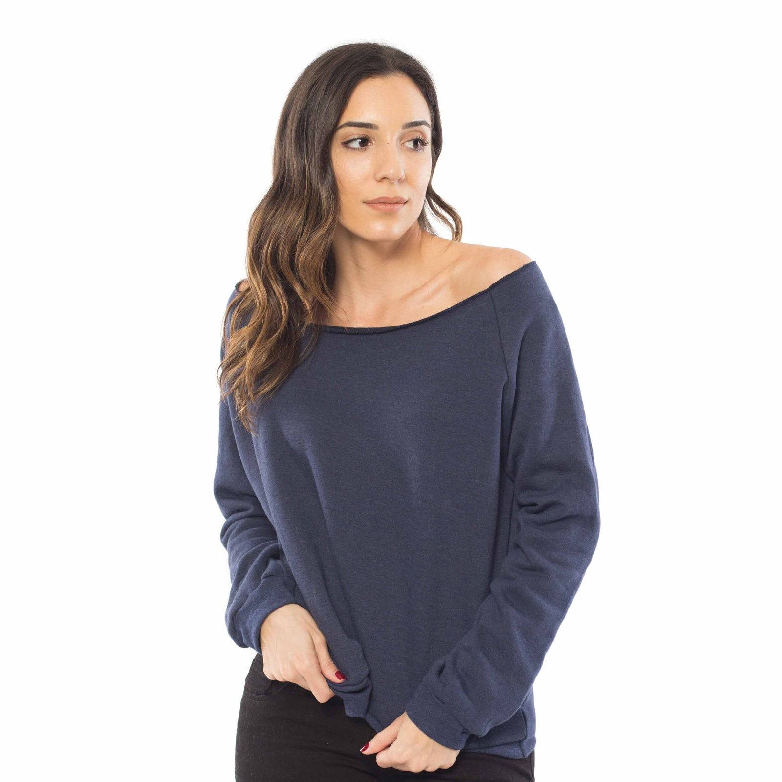 6007 - Women's Fleece Off Shoulder Pullover Sweatshirt - 图片 5